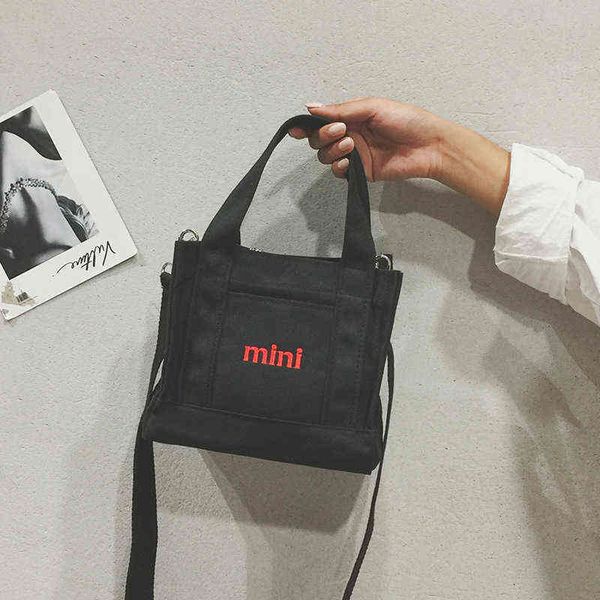 

korean fashion small tote bags for women 2021 canvas ladies shoulder crossbody bag mini casual girls students handbags purse y220304
