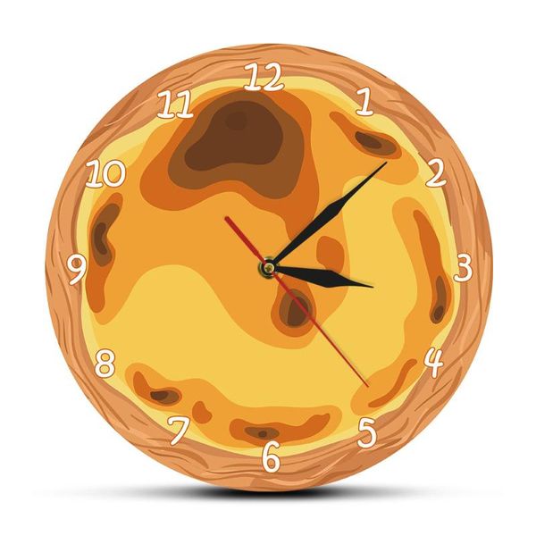 

wall clocks traditional pastries cake shop watch portuguese egg tart modern kitchen clock gift idea for enthusiasts