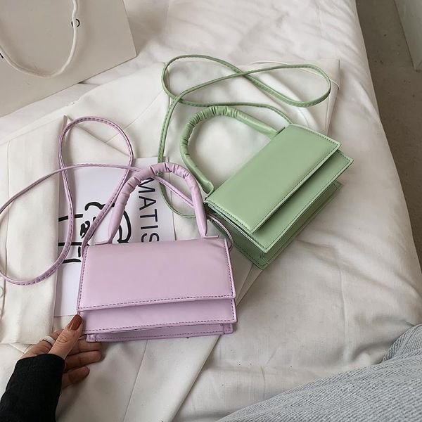 

evening bags vintage women solid color shoulder bag casual mini pu leather handle handbag lady flap rectangular