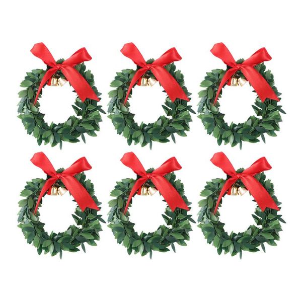 

decorative flowers & wreaths 6pcs bow-knot bell hanging wreath artificial plant christmas party decor
