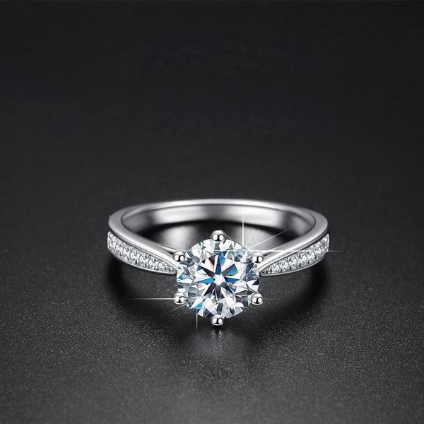 

cluster rings end real s925 sterling silver finger ring d color level diamond glisten fine jewelry accessories graceful beauty engagemen, Golden;silver