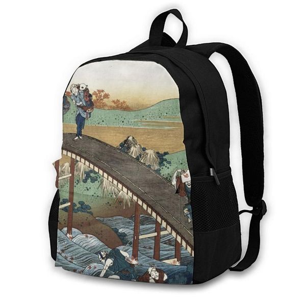 

backpack hokusai backpacks beautiful polyester university runner print bags