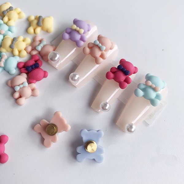 

nail art decorations 3d cartoon rotatable jelly bear and mouse diy rotating manicure accessories, Silver;gold