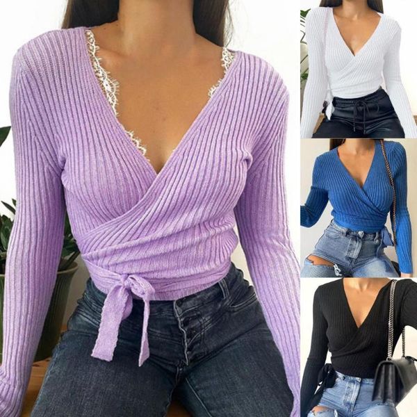 

women's sweaters comfy women ribbing bandage sweater for dating, White;black