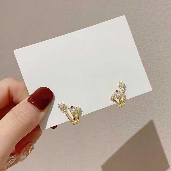 

stud fashion contracted korean earrings geometric metal multilayer design fine crystal women jewelry 2021, Golden;silver