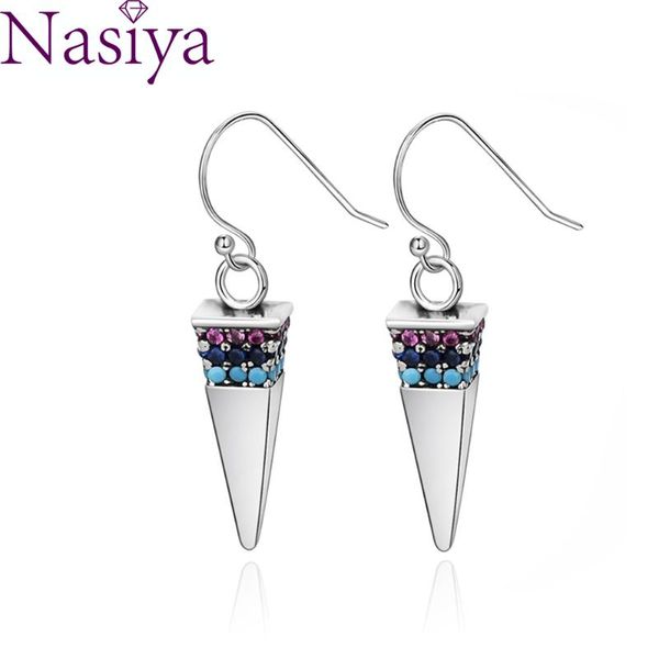 

dangle & chandelier 925 sterling silver earrings for women colorful zircon water drop fashion jewelry gift party ear hoop cute wholesale