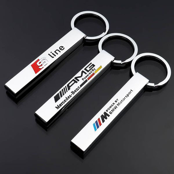 

double sided m three color sports mercedes benz amg audi sline car metal key ring pendant, Slivery;golden