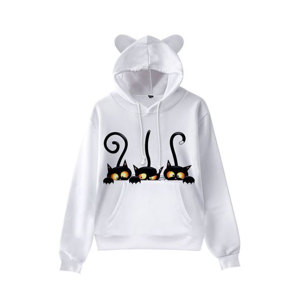 

black mouse print cute boy girl clothes hooded 3d printing hooded sweater autumn early winter ears hooded pullover