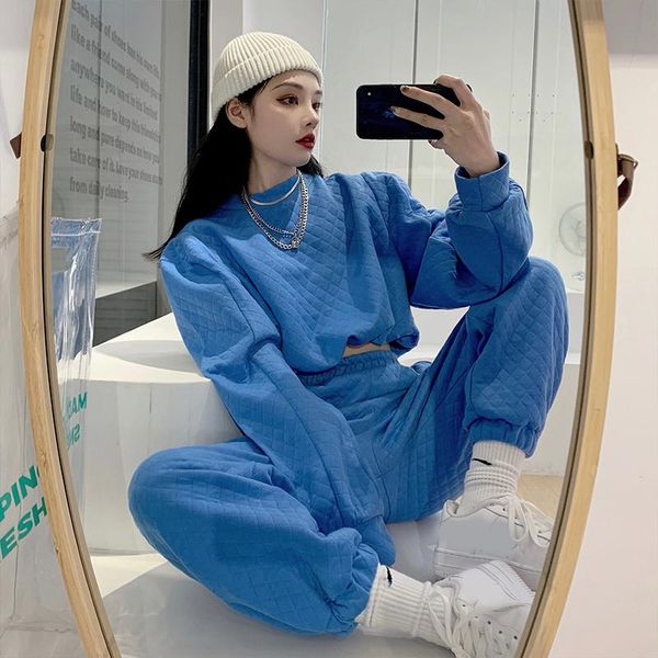

women's two piece pants casual fashion pant sets spring high waist tracksuit suits short solid color roupas femininas woman clothing di, White