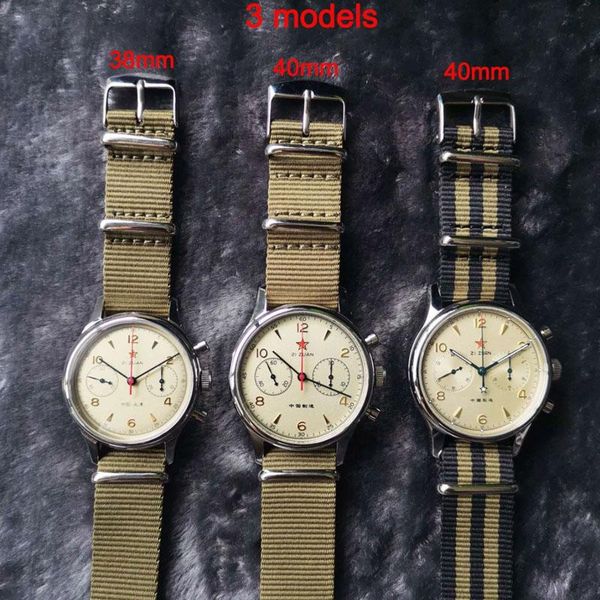 

wristwatches sport watch men famous military waterproof seagull 1963 chronograph st1901 movement mechanical, Slivery;brown