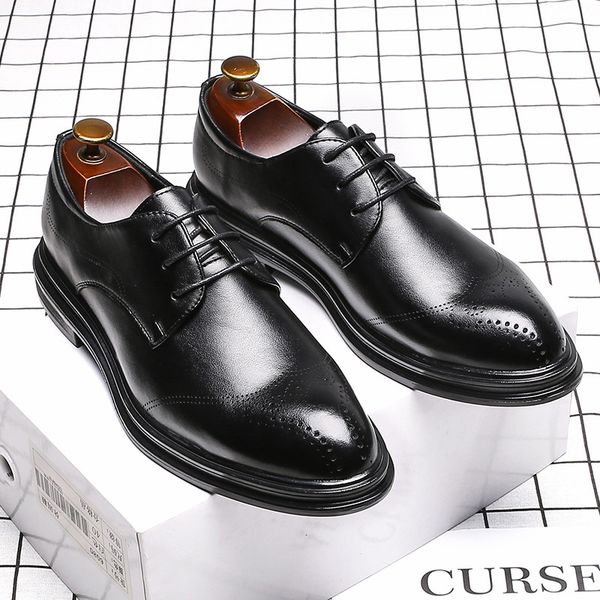 

summer brock men's sho korean british fashion casual busins drs leather breathable black wedding