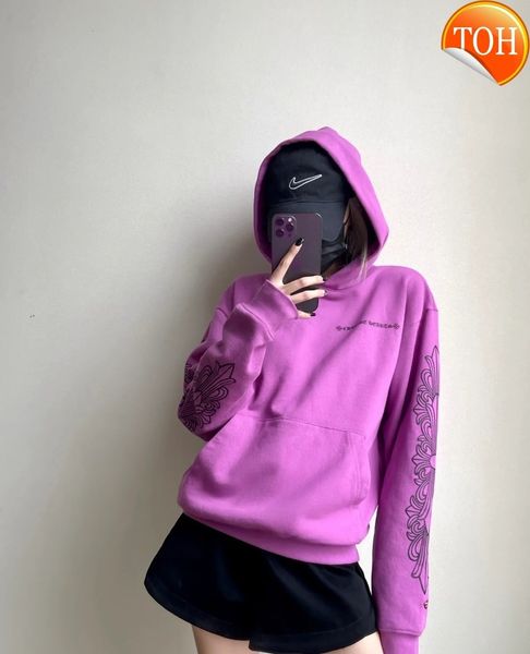 

ch2021ss autumn and winter new graffiti spider web hooded drawstring elastic men's women's same sweater, Black