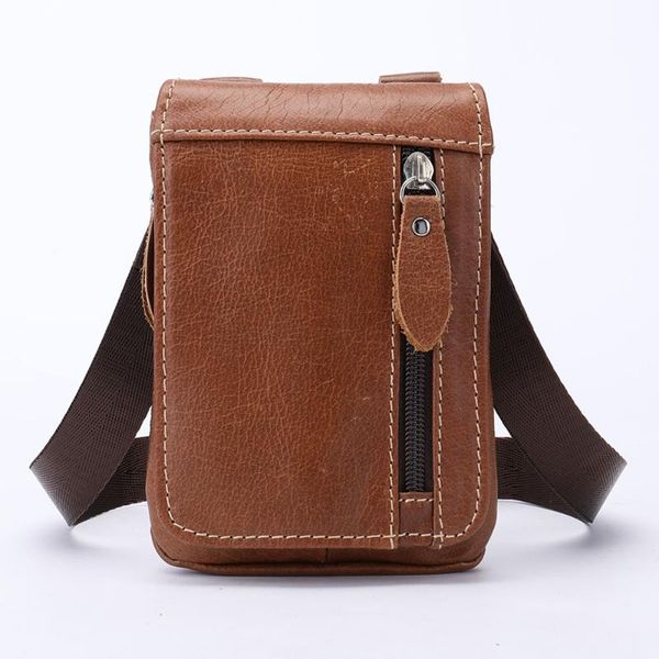 

waist bags leather men's bag full-grain retro running shoulder