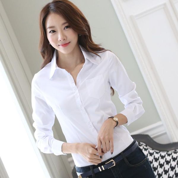

women's blouses & shirts 5xl plus size women autumn long sleeve white slim casual office blusas