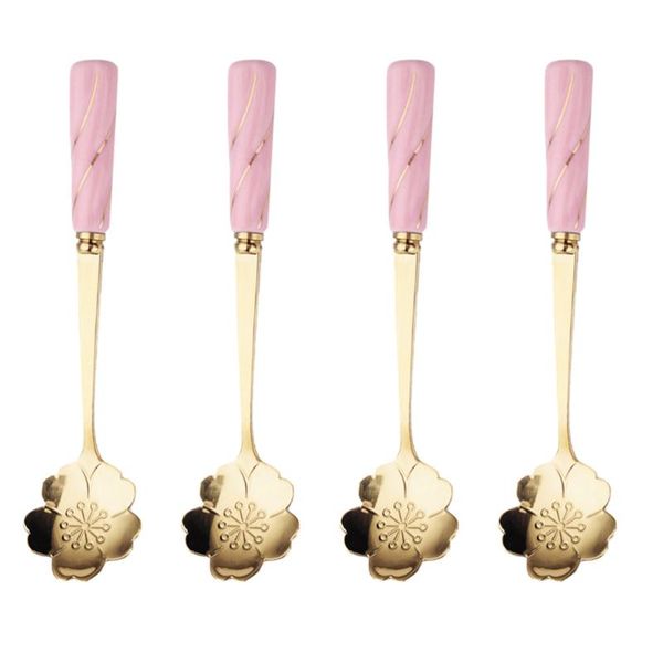 

spoons 4pcs elegant coffee spoon practical cake flower designed ice cream