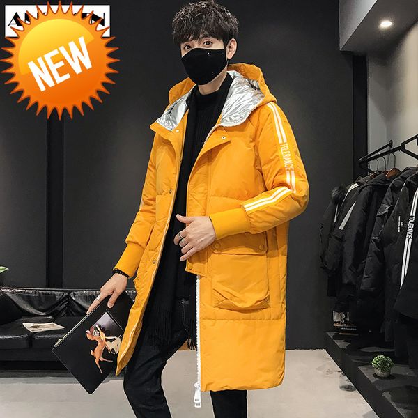

anszktn new arrivals men's fashion workwear style young puffer jacket short thicken outdoor warm winter white duck down coat, Black