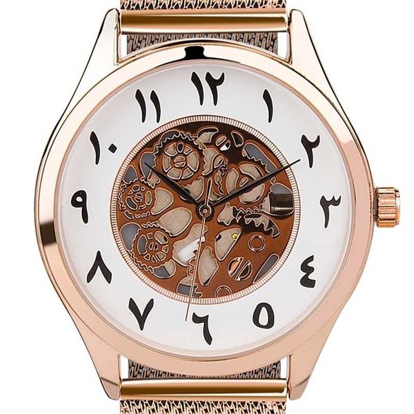 

montre urdu watches women and man, japanese movement arabic number face 201215, Slivery;brown