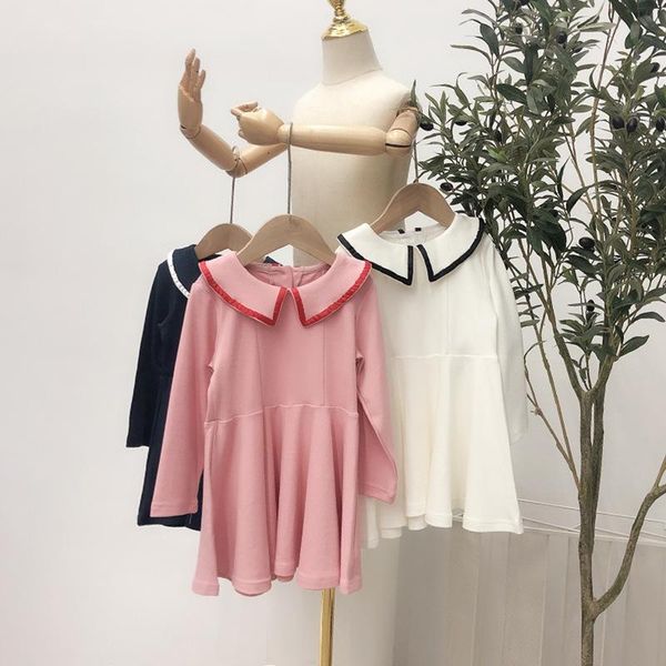 

girl's dresses 1 2 3 4 5 6 years toddler girls dress casual doll collar long sleeve for girl kids clothing 2021 spring baby child, Red;yellow