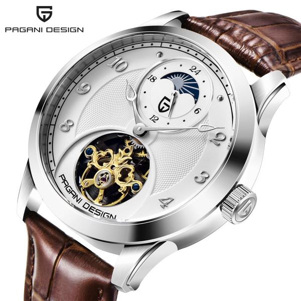

wristwatches pagani design 2021 men automatic mechanical watch stainless steel waterproof sports tourbillon reloj hombres, Slivery;brown
