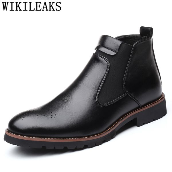 

leather boots men coiffeur brogue shoes men black boots designer shoes fashion plus size 48 ankle boots men casual shoes zapatos