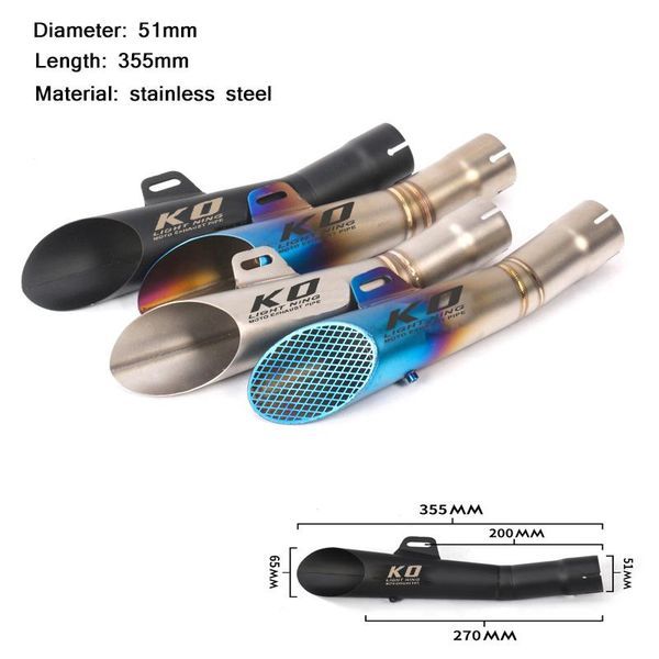 

motorcycle exhaust system 13.97inch moto-modified stainless steel muffler tip pipe with removable db killer for 38-51mm