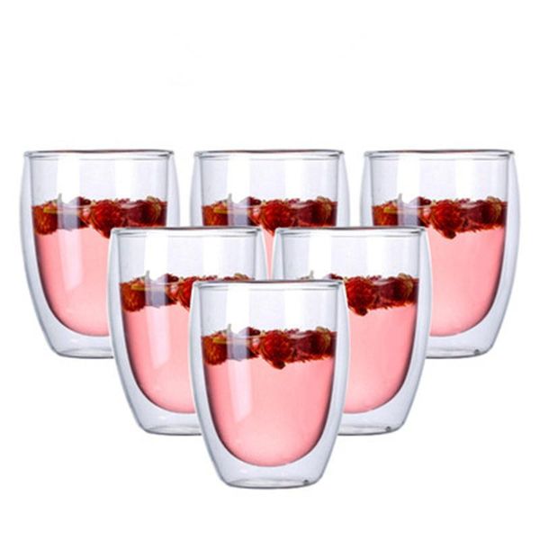 

wine glasses 1/6pcs heat-resistant coffee cup set double wall glass beer handmade mug tea whiskey cups home office drinkware