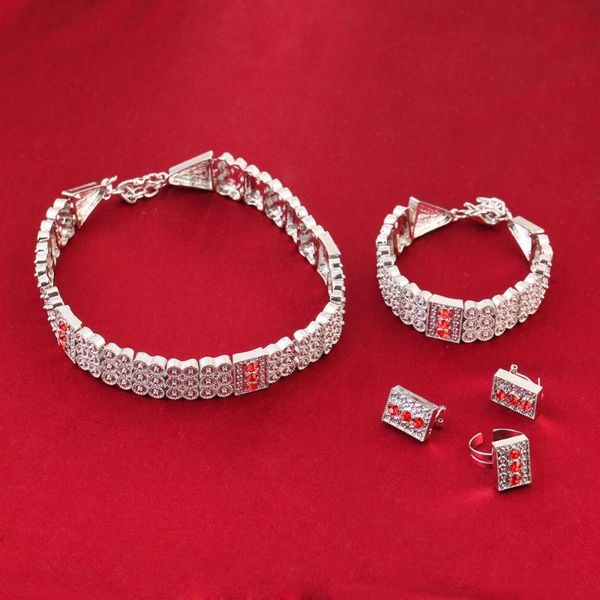 

earrings & necklace bright silver ethiopian jewelry set chokers bracele ring plated habesha eritrea jewellery