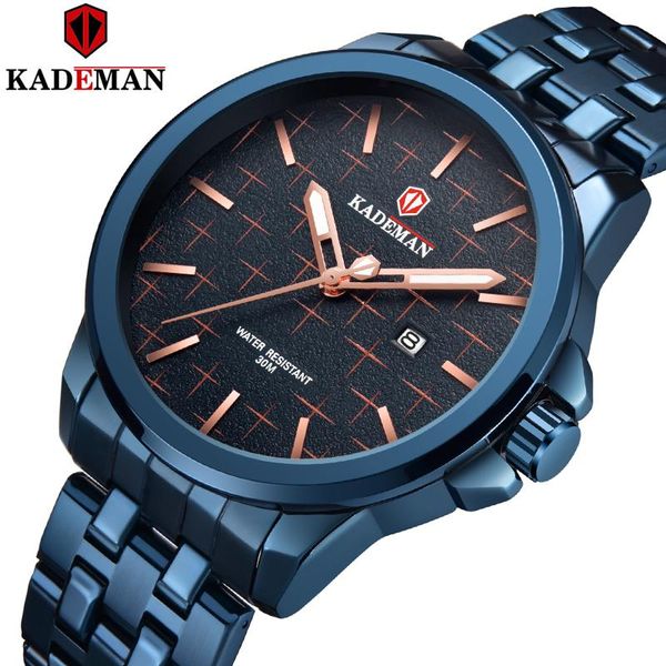 

wristwatches kademan business quartz wristwatch stainless steel men's military waterproof luminous sports male date clock relogio mascu, Slivery;brown