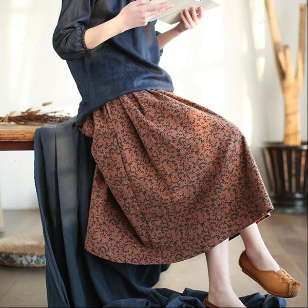 

women floral skirts korean style 2021 spring new pockets elastic waist vintage women pleated skirts drop shipping, Black