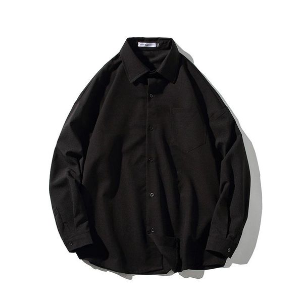 

men's casual shirts autumn 2021 japanese white background large loose print shirt long sleeve trend, White;black