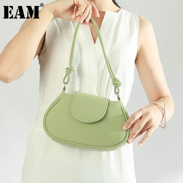

evening bags [eam] women small simple semicircle pu leather flap personality all-match crossbody shoulder bag fashion tide 2021 18a3193