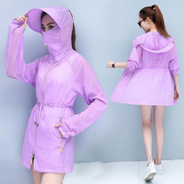 

women's trench coats female summer sun-proof 2021 ladies fashion sweet anti-ultraviolet super light thin anti-uv womens sunscreen, Tan;black