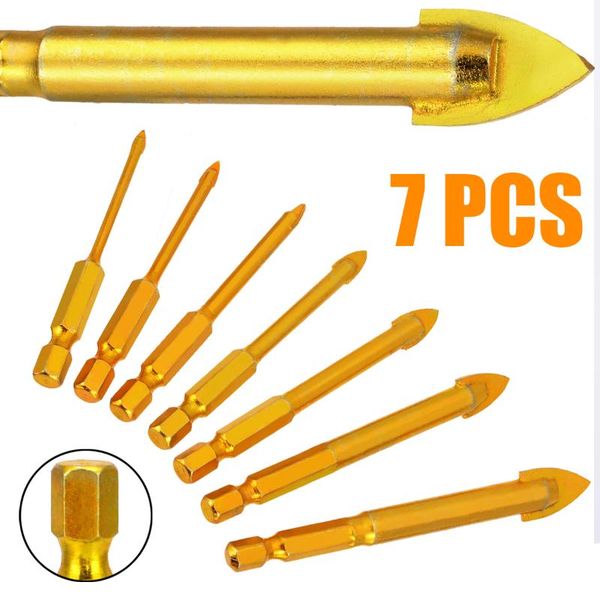 

professional drill bits 7pcs hex shank tungsten bit carbide tile glass cross spear head drilling cutter tool 3/4/6/8/10/12mm power tools