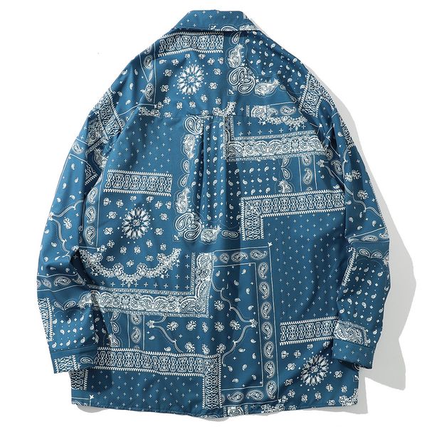 

new hip pattern printed shirts harajuku streetwear oversized shirt autumn outwear fashion cotton sleeve blac rvww, White