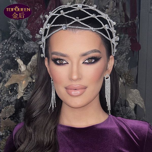 

cross hair hoop diamond tiara baroque crystal bridal headwear crown rhinestone with wedding jewelry hair accessories diamond bridal crowns h, Silver