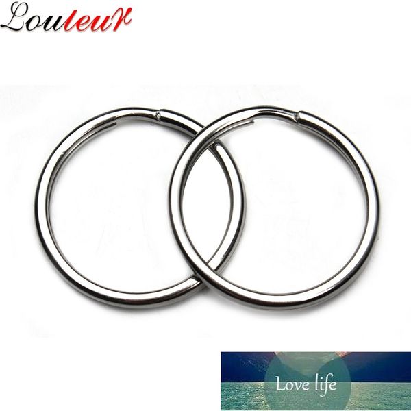 

louleur 10pcs/lot 25/30mm stainless steel flat keyring key chains round split metal key rings keychain ring for key findings, Silver
