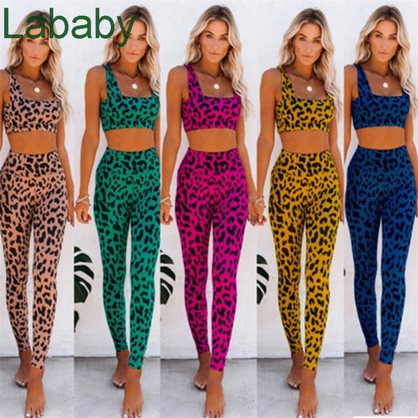 

leopard yoga suit women tracksuit 5 sets high waist leggings push up bra fitness gym set dhl, White