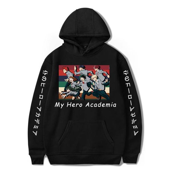 

men's hoodies & sweatshirts my hero academia boy's casual fashion cool japanese comfortable streetwear male cartoon loose hoodie, Black