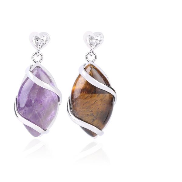 

women trendy jewelry pendants for necklace choker making horse eye shaped natural gemstone charms pendant with love heart buckle, Silver