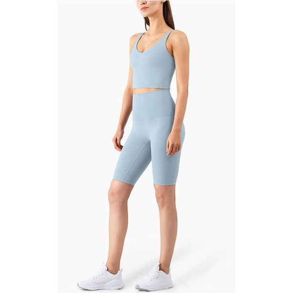 

yoga outfit 2021 vest women sport bra high support v-neck back workout push-up sweat naked-feel fabric gym fitness crop top