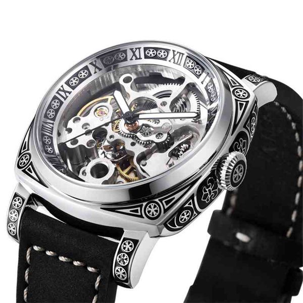 

new elshi automatic men's watch, Slivery;brown
