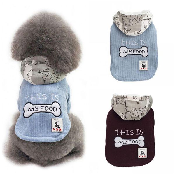 Abbigliamento per cani Felpe con cappuccio stile casual Abbigliamento per animali Cappotti a due gambe con motivo a osso sul retro Giacche per abbigliamento per cani di piccola taglia