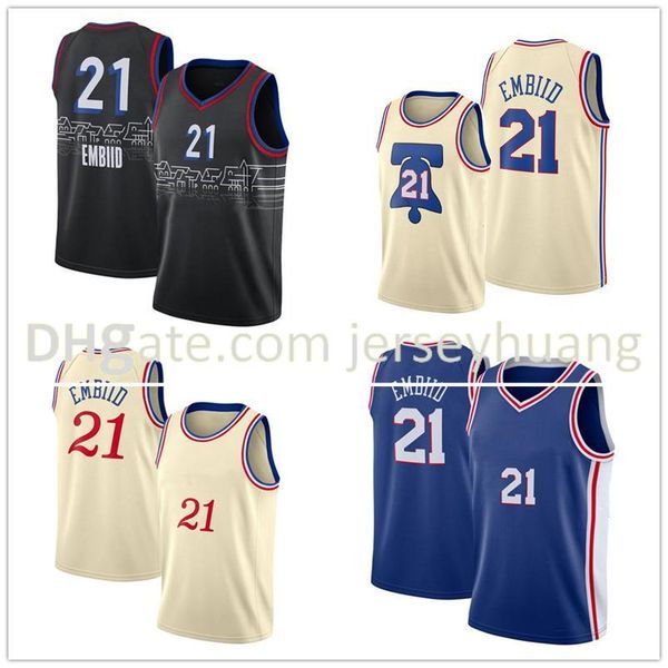 

2021 jersey joel 21 embiid city basketball edition jerseys s-xxl, Black;red