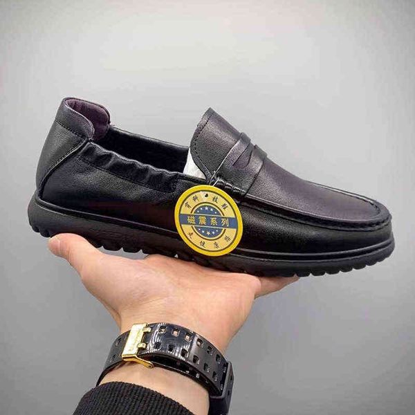 

2022 new leather men's comfortable leather shock-absorbing light driving men's shoes, Black