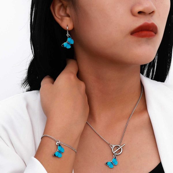 

creative jewelry goth style alloy suit simple metal butterfly necklace, Silver