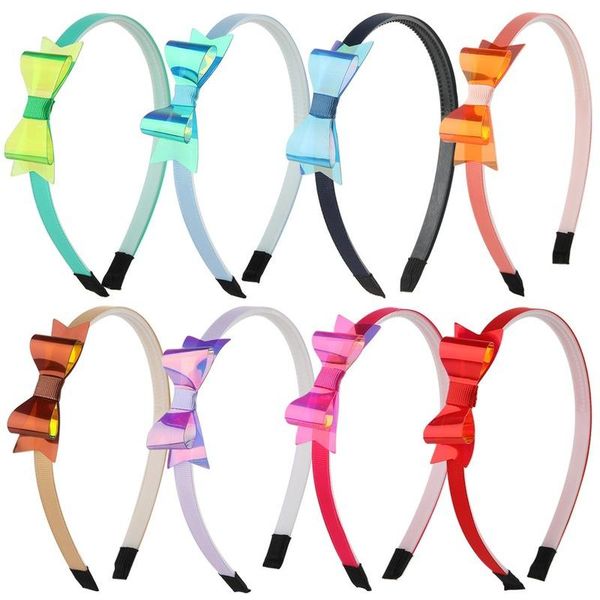 

hair accessories 12 pcs cute sweet color pvc bow bowknot headband headgear casual decoration party holiday children girls, Slivery;white