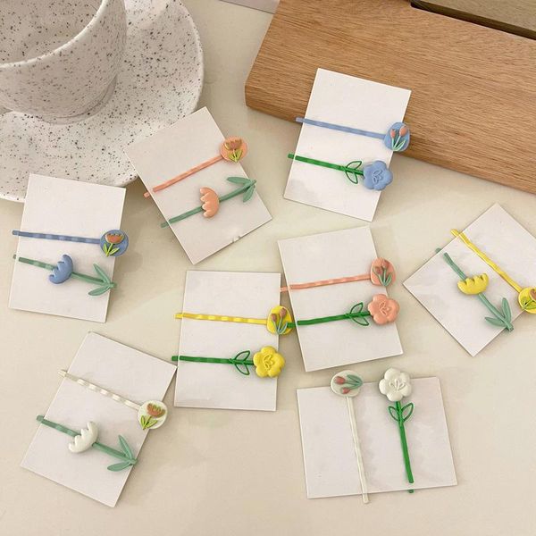 

hair clips & barrettes 2pcs summer flower hairpin combination sweet girl heart bangs clip for women ins blogger accessories, Golden;silver