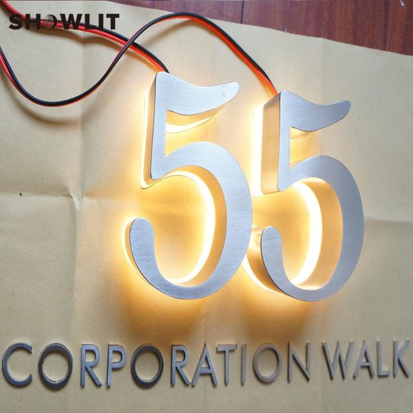 

other door hardware 12'' height custom made led digital signs screw mounted backlit ligthing stainless steel house