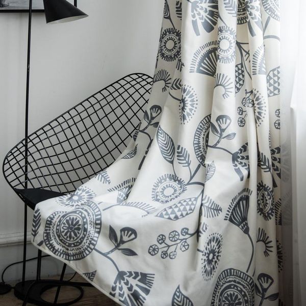 

curtain & drapes simple modern ins nordic style printing color matching linen for living room bedroom study curtains
