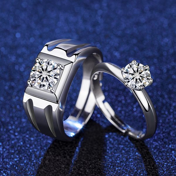 

kwai sang tiktok, adjustable voice 1ct mulsang drill couple ring, Silver